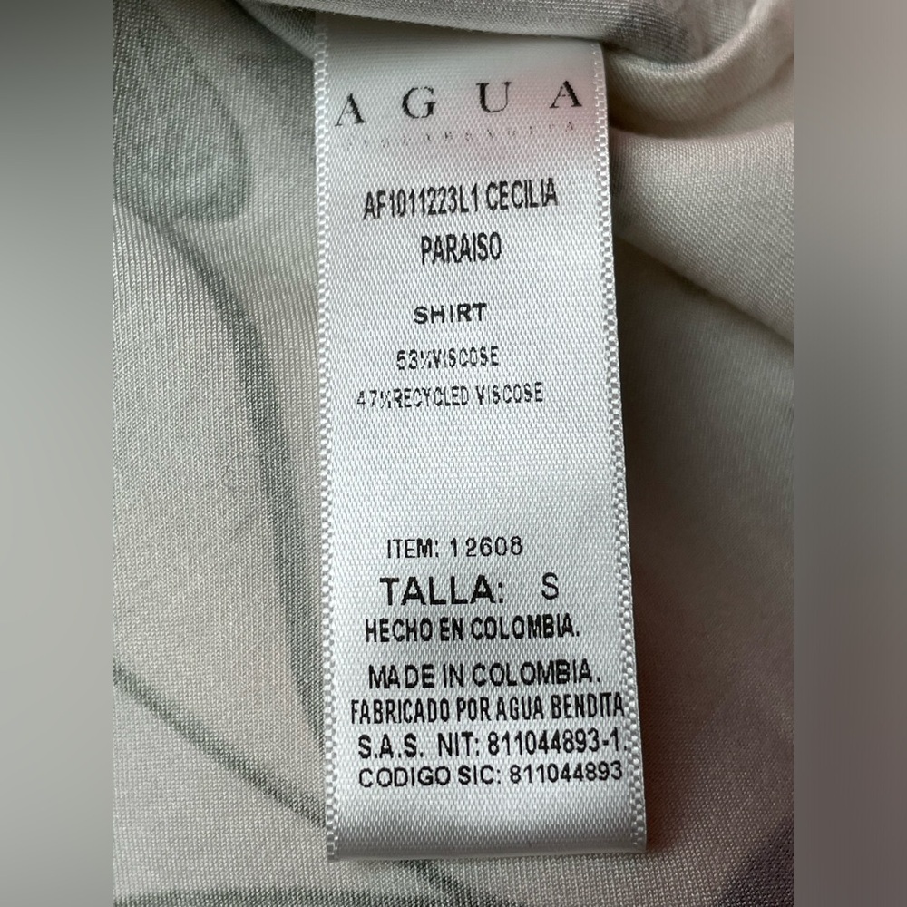 Aqua By Aqua Bendetta Cecilia Paraiso Cream Satin Button Down Shirt Top Bird S/L - Picture 8 of 10